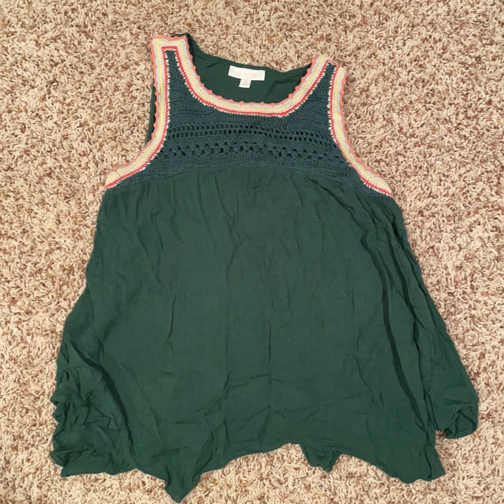Green Tanktop with Knit Detailing